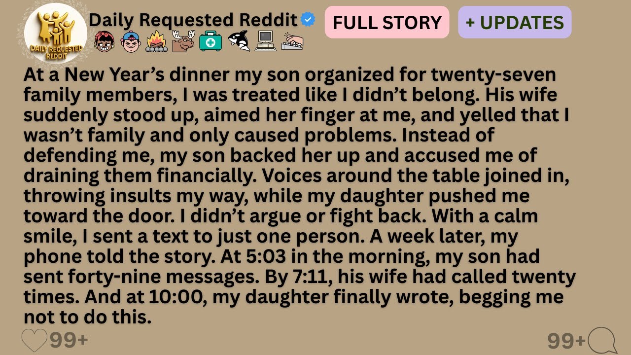 At a New Year’s dinner my son organized for twenty-seven family members, I was treated like I...