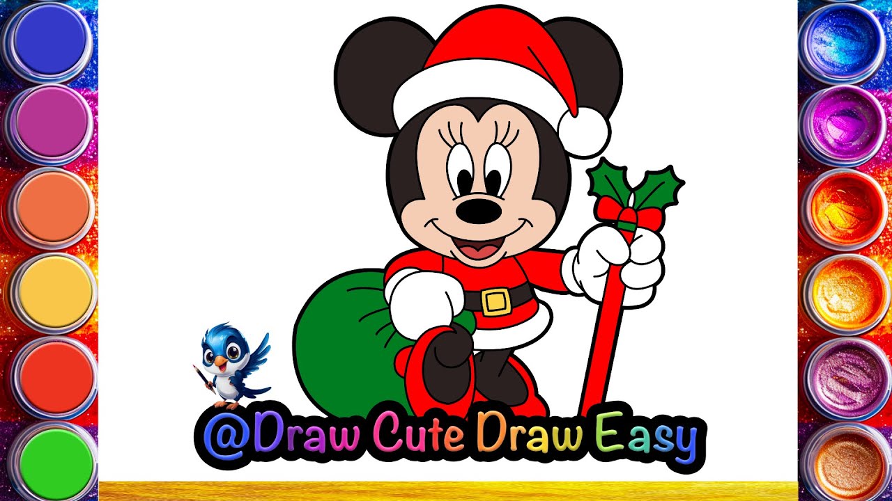 Cute Christmas Minnie Mouse  ❤️🎄✨Drawing, Painting & Coloring For Kids and Toddlers_ Kids Art