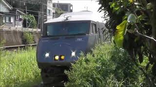 JR九州　787系　 特急きりしま12号 鹿児島中央駅～宮崎駅6012M     すれ違い　787系 特急きりしま9号宮崎駅～鹿児島中央駅 6009M　新上橋近く　撮影日2023 10 2