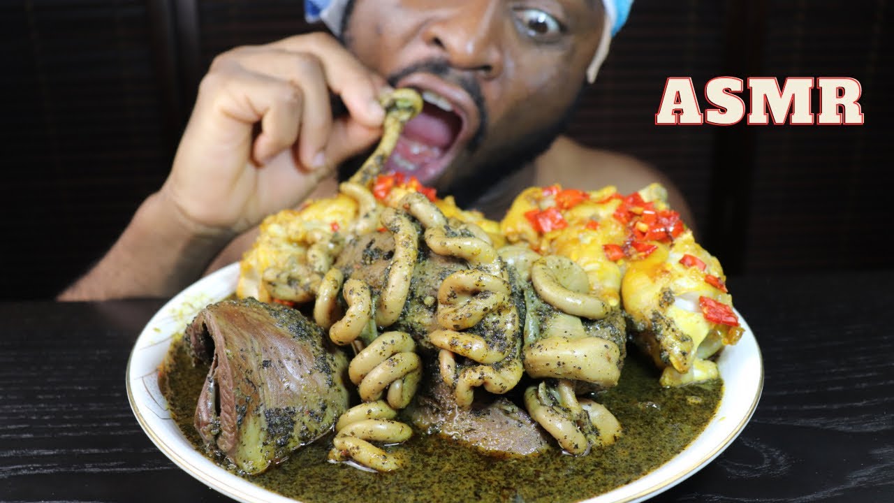 Черный суп из свиной грудинки «Мукбанг» с фуфу. Видео, которое очень просили. Перец в моих глазах!