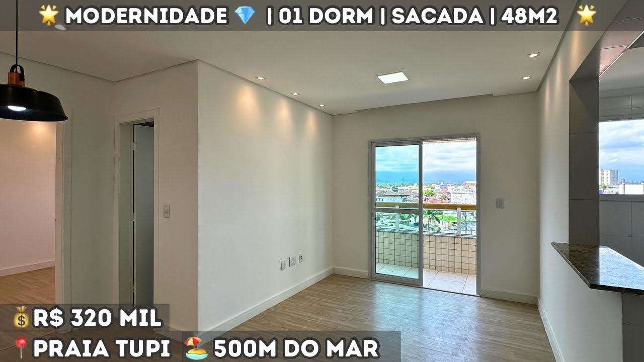 🌟Esse 01 Dormitório em Praia Grande Está LINDOOOO e no Melhor Local da Praia Tupi 🏖️ Tour Completo🔥