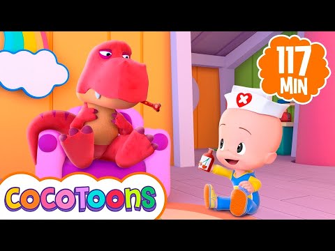 O pequeno dinossauro está doente e mais musicas infantis de Cleo e Cuquin 🦖🤒  Cocotoons Brasil
