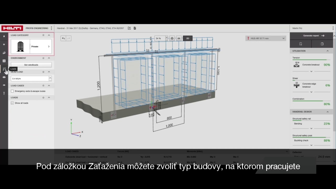 Hilti PROFIS Engineering Suite - Upevnenie zábradlia