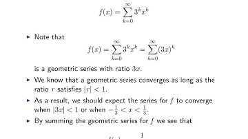 Screencast 8.6.2: Computing with a function defined as a power series