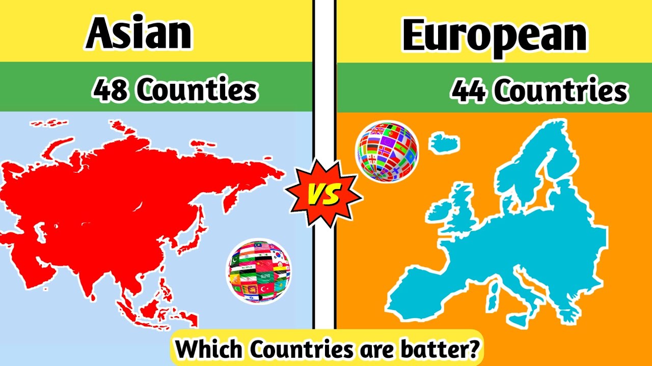 Asian Counries VS European Countries Comparison in Hindi 2022Asia vs
