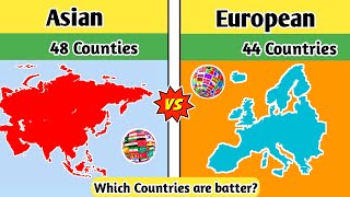 Asian Counries VS European Countries Comparison in Hindi 2022||Asia vs europe comparison 2022