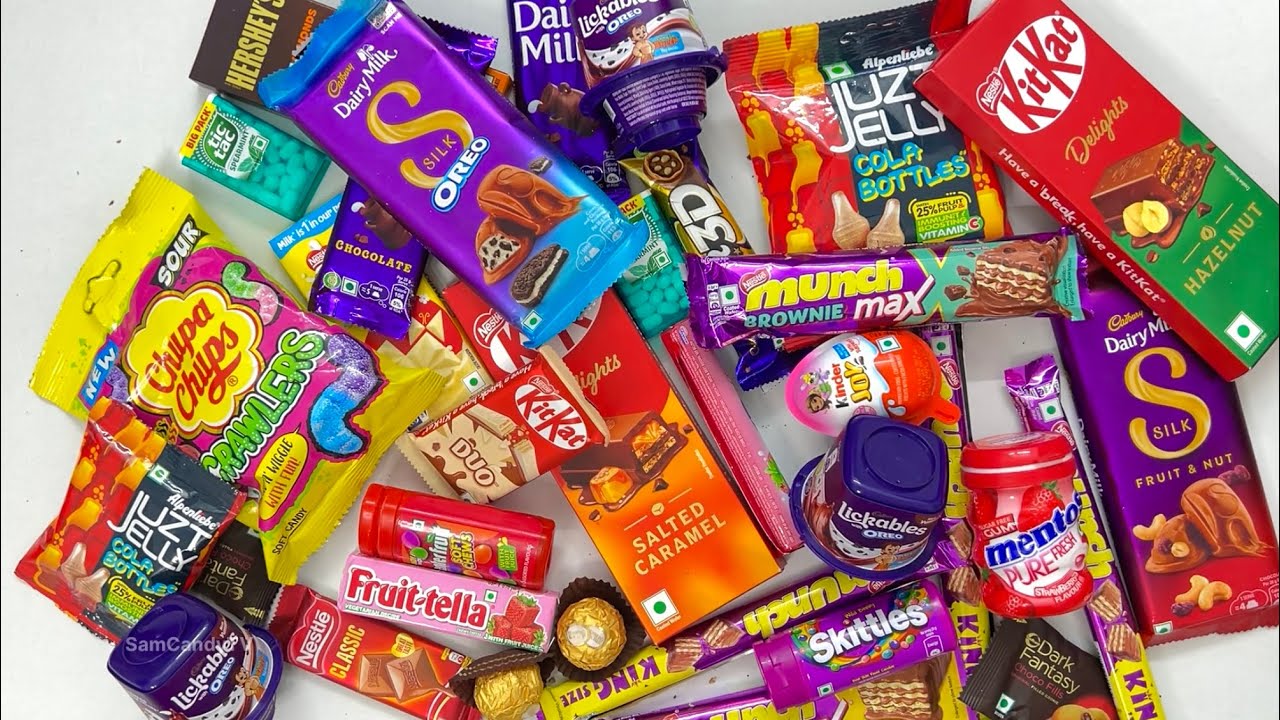 United States candy and chocolate’s Asmr satisfying videos of lots of candies 