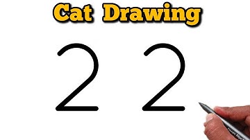 🐱 How to Draw a Cute Cat from Number 22 | Simple Art for Beginners