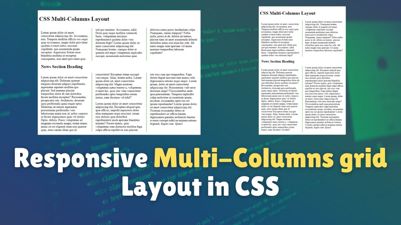 html code responsive columns