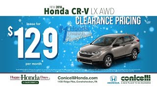$85/mo. Civic, $147/mo. Accord, $129/mo. CR-V at Conicelli Honda, PA’s #1 Volume Honda Dealer!