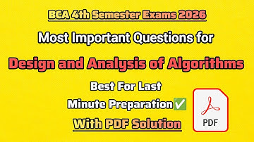 Design And Analysis Of Algorithms ||  Top 15 Most Important questions for BCA Exams || BCA 4th Sem✅
