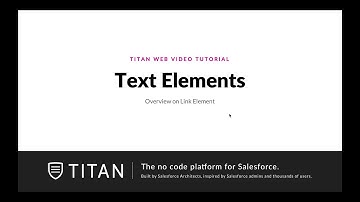 Overview on link element Configuration in Titan Web