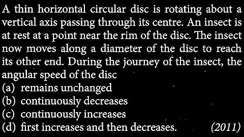 A thin horizontal circular disc is rotating about a vertical axis passing through its RT DTS 26 Q2