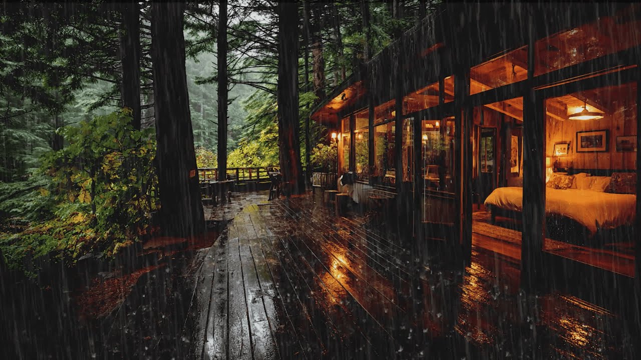 Forest Cabin in Quiet Night Rain 🌲 | Relax Your Mind & Drift Into Sleep ...