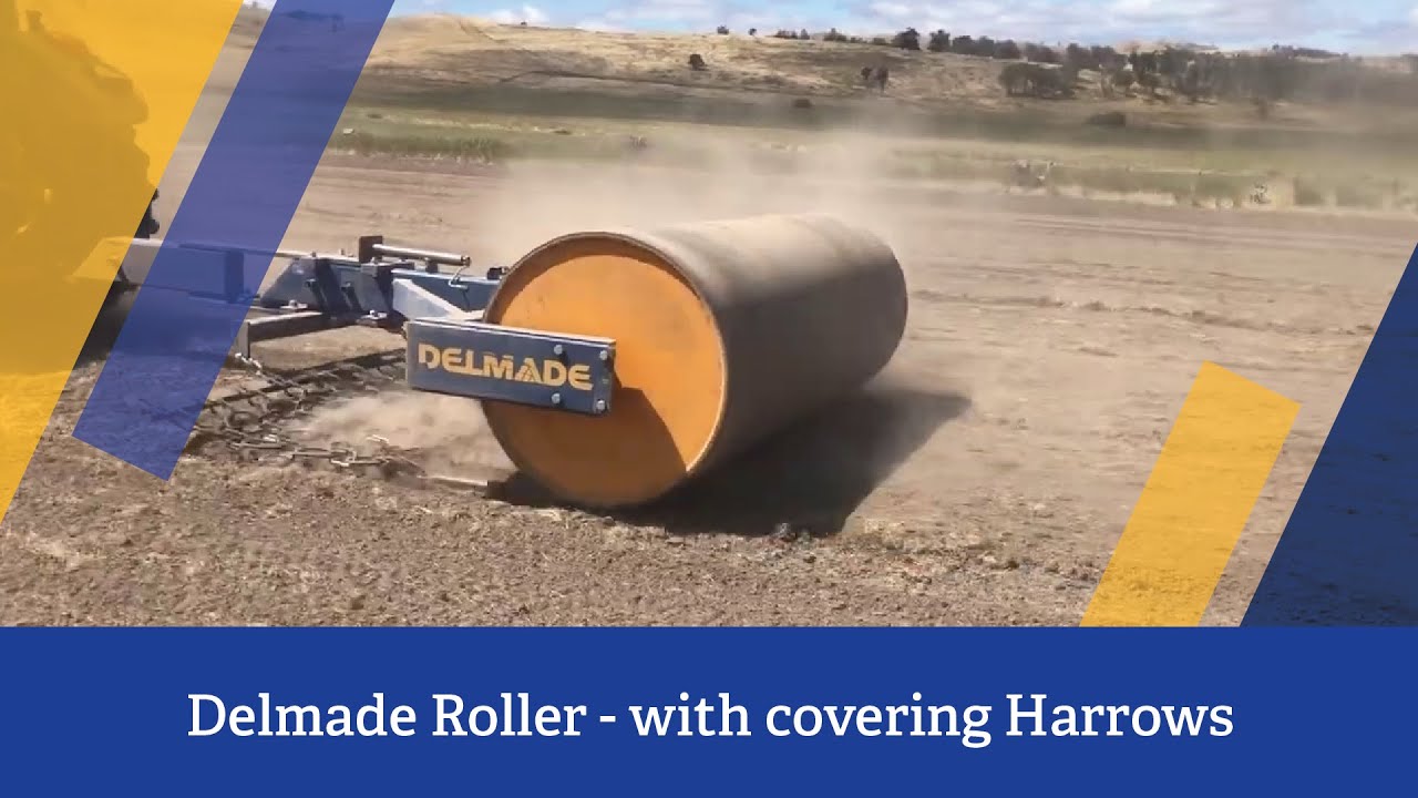 Delmade Roller - with covering Harrows - YouTube