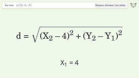Find the distance between two points p1 (4,7) and p2 (-9,-7): Step-by-Step Video Solution