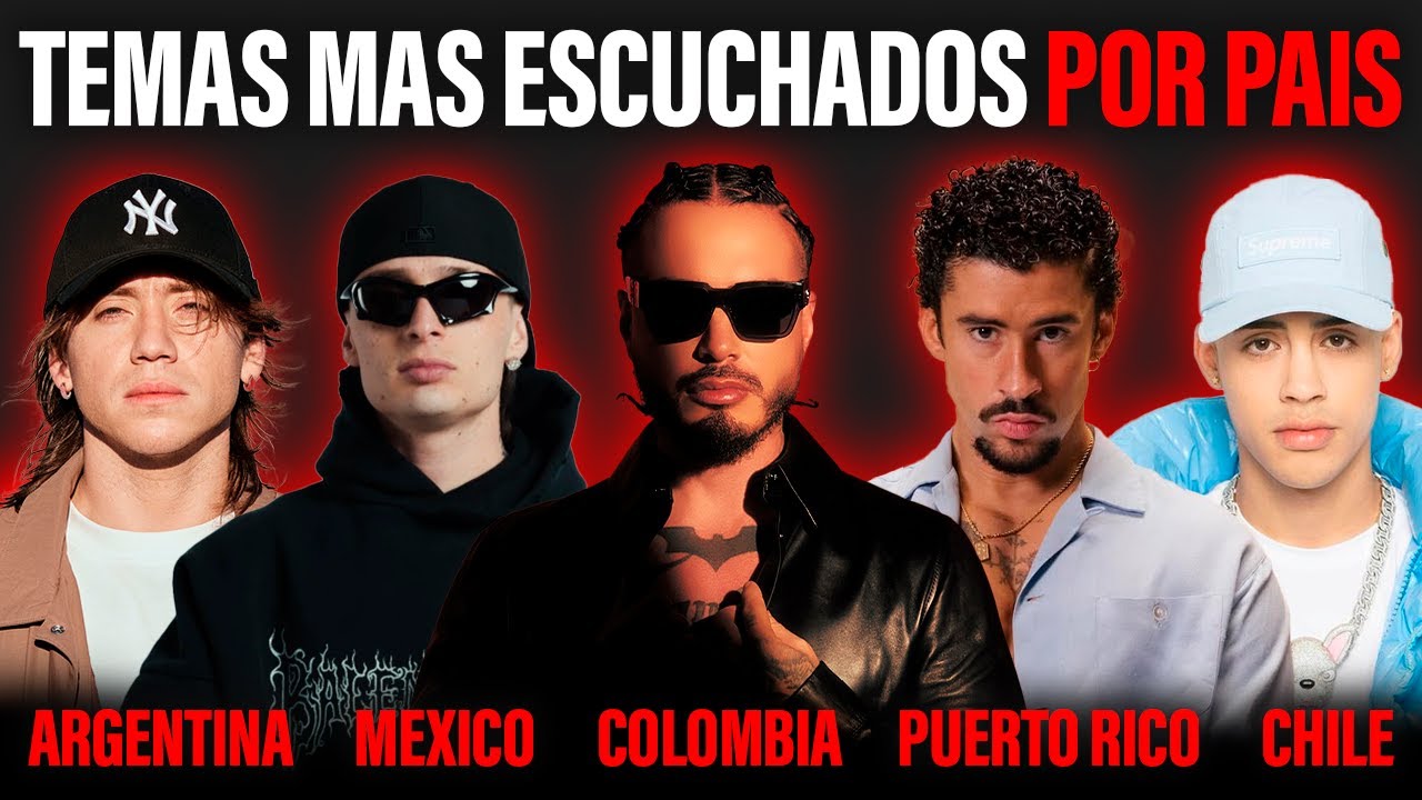 Los TEMAS más ESCUCHADOS de ARGENTINA, MÉXICO, PUERTO RICO, COLOMBIA, CHILE, ESPAÑA...