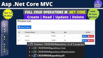 🚀 Full CRUD Operations in ASP.NET Core MVC with Entity Framework Core & Repository Pattern