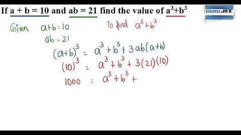 Algebra Find the value if a+b=10 and ab = 21 find the value of ....?
