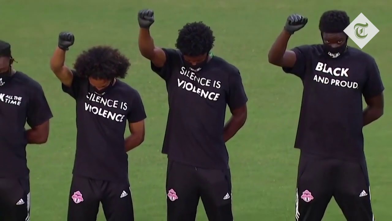 Major League Soccer players take a knee in solidarity with Black Lives Matter movement