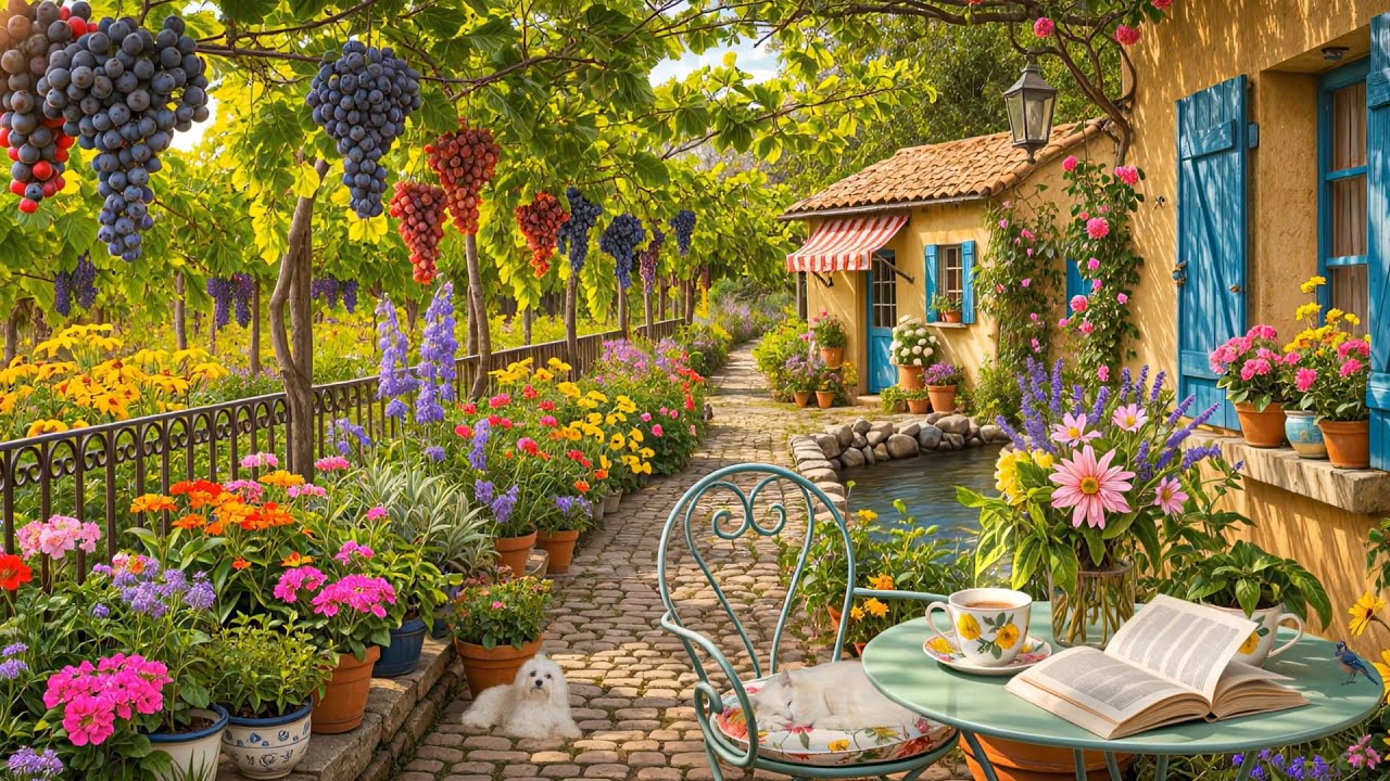 Cozy Garden Retreat 🌸🍇 Tea, Birds & Blooming Vineyard