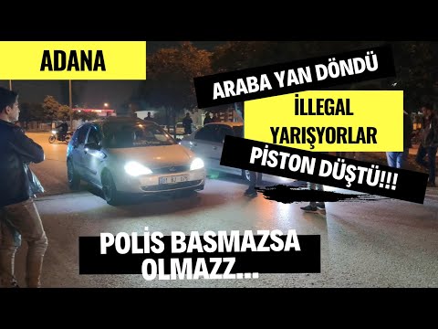 Adana İllegal Araba Yarışları !!! - Piston Düştü - Araba Yan Döndü!!! -  #part #tofaş #ford