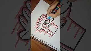 Drawing Rigby from Regular Show Using Posca's Glitch Effect! #shorts