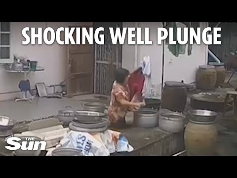 Shocking moment grandmother PLUNGES into rainwater well while hanging laundry