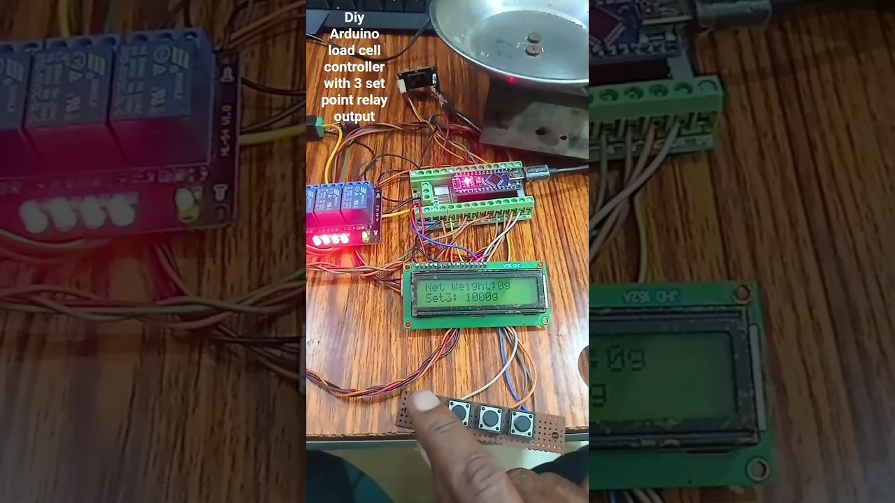 diy Arduino hx711, load cell controller with 3 set point relay output