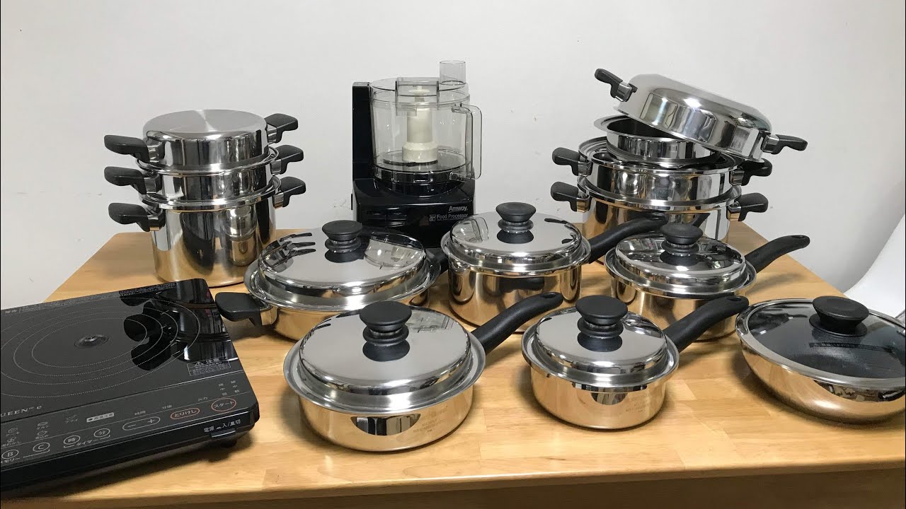 調理器具 Amway Queen 21 Piece Cookware Set Panela da Amway Queen Aço inox Cirúrgico - YouTube
