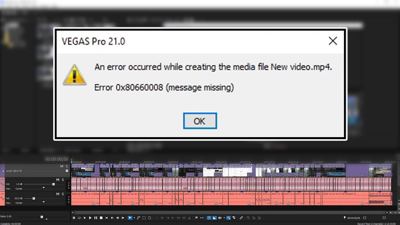 How to FIX an ERROR in Sony Vegas during video rendering / Error ...