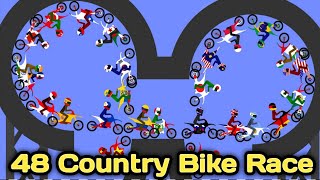 48 Country Motorbike & 47 Elimination Dirt Bike Race Tournament in Algodoo - Motocross Racing