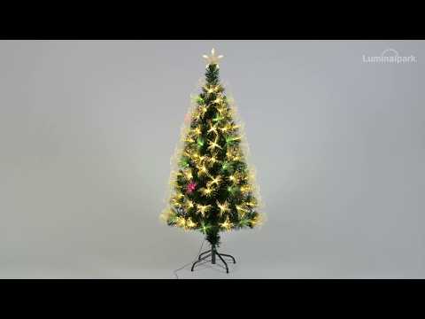 Sapin artificiel vert, fibre optique multicolor, 130 cm, led blanc chaud et RGB (code article 48157)