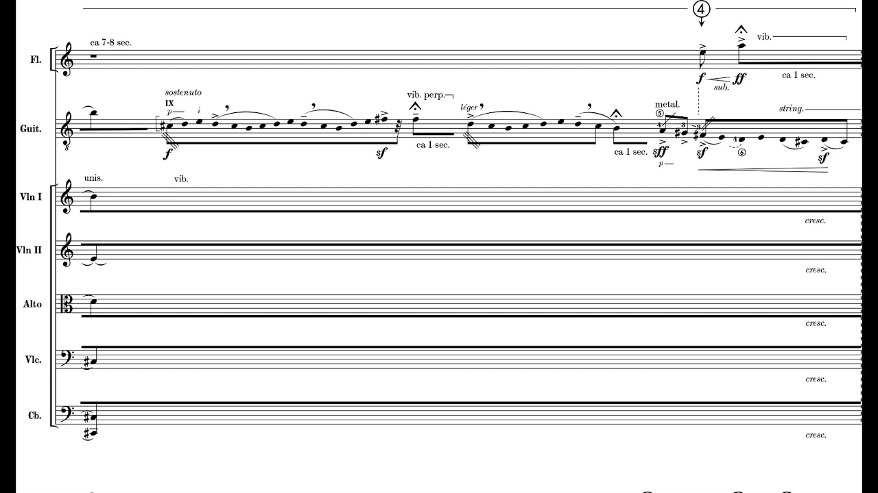 Eric Pénicaud - Concerto Pour le Grand Large for Guitar, Alto Flute and Strings (2013) [Score-Video]