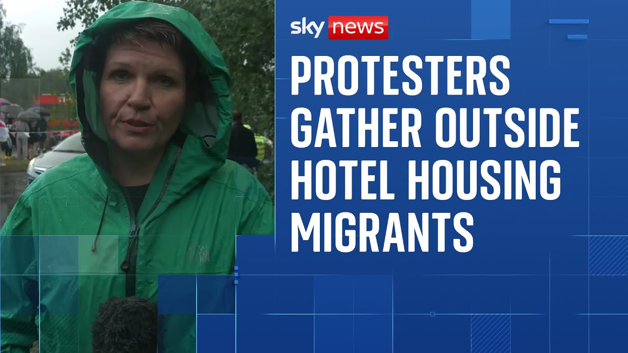 Protesters gather outside hotel housing migrants in Norwich