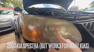 Kia Headlight Bulb replacement (Works On Most Kias) Filmed On 2007 Spectra