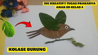 Cara Membuat Kolase Burung Dari Daun Nangka  Kolase Burung Tugas Prakarya Anak Kelas 4 Sd