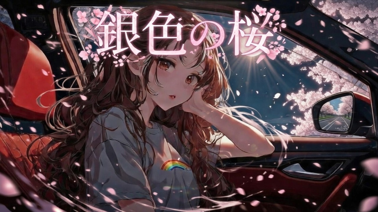 🌸 銀色の桜 🌕 | Lyrics Visualizer [music made with AI]