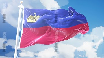 Realistic flag of Liechtenstein waving against time-lapse clouds background. Seamless loop in 4K