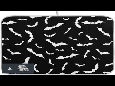 Black Bats Dish Drying Mat 16x18 for Kitchen Counter Happy Halloween Spooky
