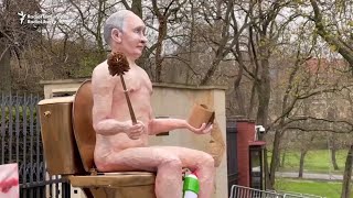 Russian Leader Vladimir Putin Displayed In Effigy On Toilet