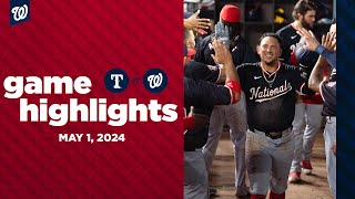 Nationals vs. Rangers Game Highlights (5/1/24) | MLB Highlights