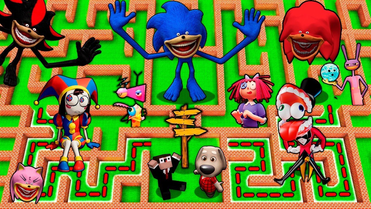 SURVIVAL in MAZE of SHIN SONIC TAPES | THE AMAZING DIGITAL CIRCUS | Caine | Jax | Pomni in MINECRAFT