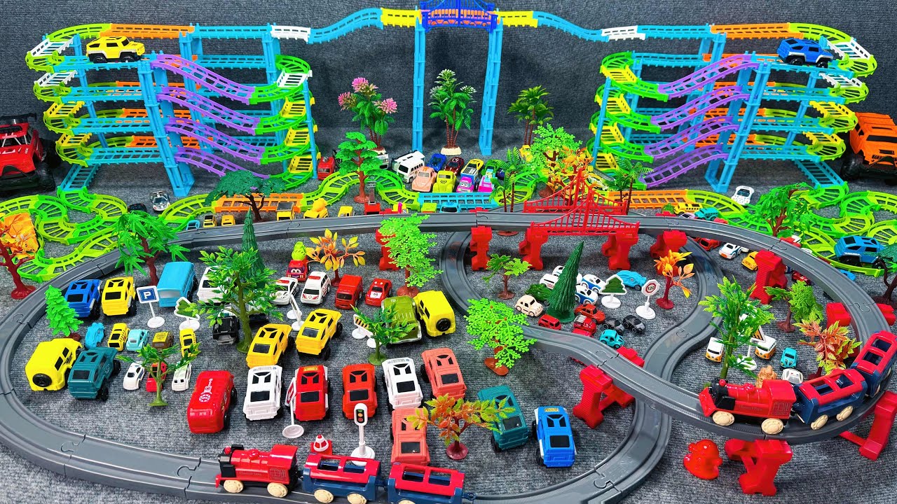 9 minutes of satisfying  Small train tracks and off-road vehicle tracks   toy ASMR | Toy