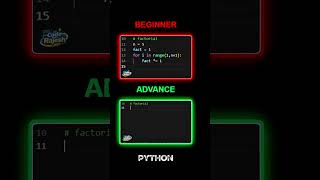 "Python" beginner vs advance coding | learn advance level in python 🚀 #python #shortvideo #shorts