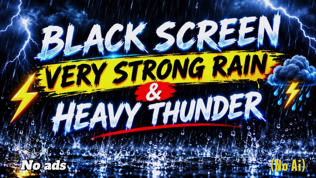 Heavy Rainstorm & Powerful Thunder ⚡ Black Screen for Sleeping - YouTube