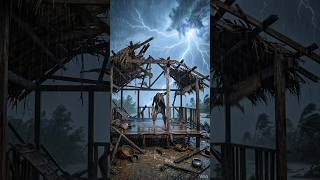 Old Grandpa’s House Destroyed by Storm 😱 → Luxury Bamboo House Transformation #transformation #short