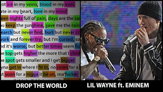 Lil Wayne Ft Eminem - Drop The World Rhyme Scheme Highlighted