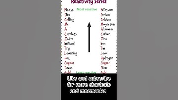 Reactivity Series Mnemonics #shortcuts #tricks #howto #reactivity #chemistry