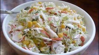 Крабовый салат с капустой. Крабовый салат с капустой.